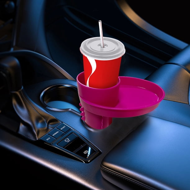 Expansor para portavasos para coche con 4 correas elásticas y bandeja - organizador de plástico de 19,3x13,1 cm para aperitivos y bebidas