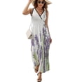 thumbnail image 2 of Lavender Flowers on White Background Dress Fashion Boho Beach Long Dresses Female Party Printed Maxi Dress, 2 of 9