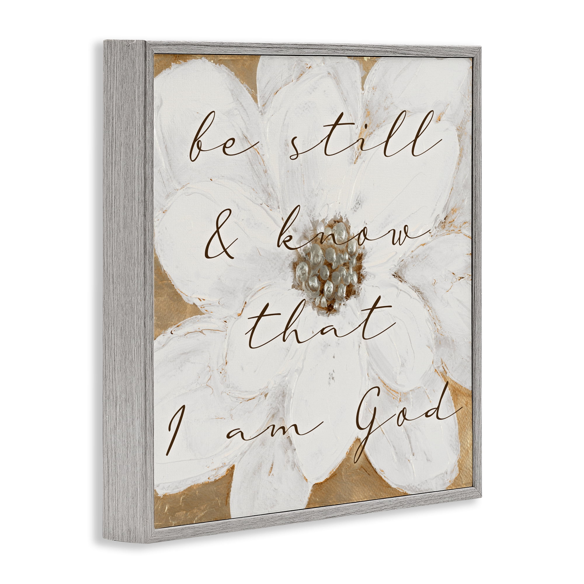 Stupell Industries Be Still with White Magnolia Gray Framed Giclee Art, design by Lanie Loreth