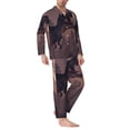 thumbnail image 2 of Sikiie Dinosaur Moonlit Forest Mens Pajama Set, Soft Warm Long Sleeve Sleepwear, Cozy Button-Down Pjs for Men-Large, 2 of 7