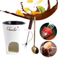 thumbnail image 1 of para fondue chocolate, para fondue, derretidor , vela para té, olla para derretir chocolate, juego para refrigerio, leche, Blanco, 1 of 8