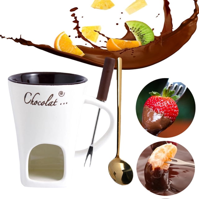 para fondue chocolate, para fondue, derretidor , vela para té, olla para derretir chocolate, juego para refrigerio, leche, Blanco
