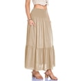thumbnail image 6 of GJSYRH Women's Summer Casual Elegant Smock Layered Tiered Maxi Skirt High Waisted A Line Flowy Long Skirts with Pockets Beige S, 6 of 6