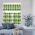 thumbnail image 2 of Kitchen Window Curtains Valance and Tier Set, Spring Abstract Green Yellow Plaid Rod Pocket Tier Curtains and Valance 3 Piece Set, Rustic Buffalo Checker Window Treatment for Bedroom Living Room, 2 of 9