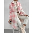 thumbnail image 3 of Button Lapel Plush Plaid Coat Loose, 3 of 8