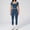 Navy, variant on PISONIC Two Piece Workout Sets for Women Color Block Short Sleeve Tee and High Waist Leggings Gym Yoga Active Wear Outfits
