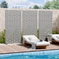 thumbnail image 2 of MAYEERTY 2-Piece Outdoor Metal Privacy Screen 6ft × 3ft Gray, 6-Panel Square Geometric Pattern Decorative Screen for Patio, 2 of 6