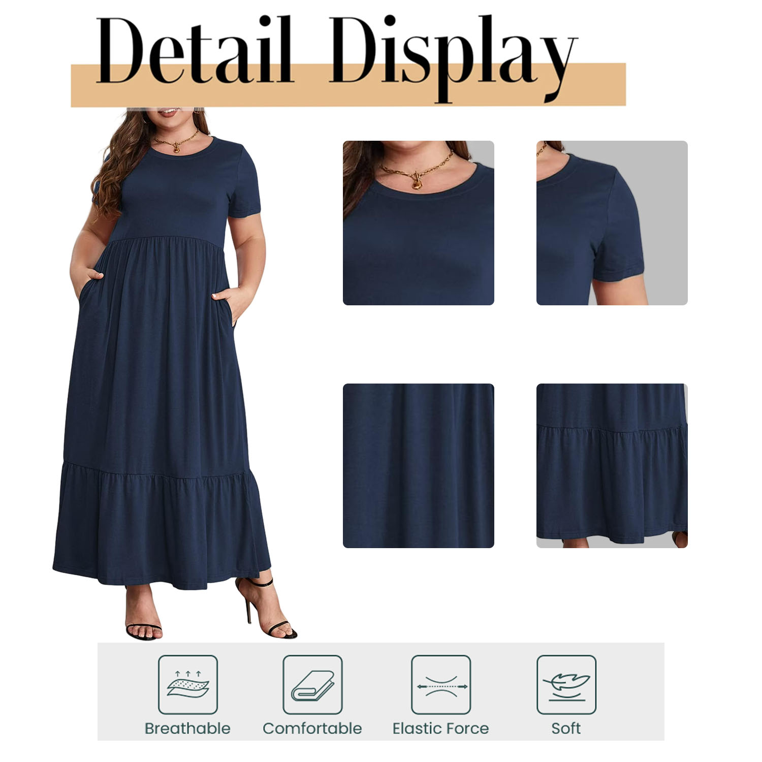 Mengpipi Women's Plus Size Tiered Maxi Dress with Pockets photo 5
