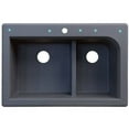 thumbnail image 3 of Transolid Radius 33in x 22in silQ Granite Drop-in Double Bowl Kitchen Sink with 2 CA Faucet Holes, In Grey, 3 of 4