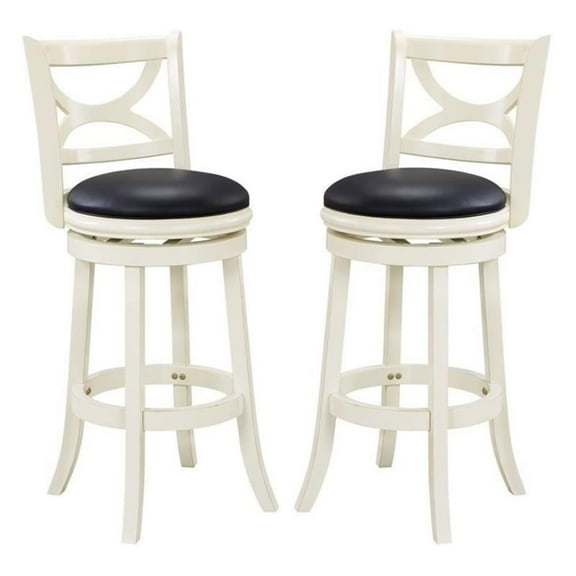 Home Square Florence 29" Swivel Bar Stool in Butter Milk White - Set of 2