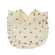 Korean Style Baby Feeding Drool Bib Ruffle Floral Infants Saliva Towel Soft Cotton Burp Cloth For Newborn Toddler Kids Bibs New Beige Love
