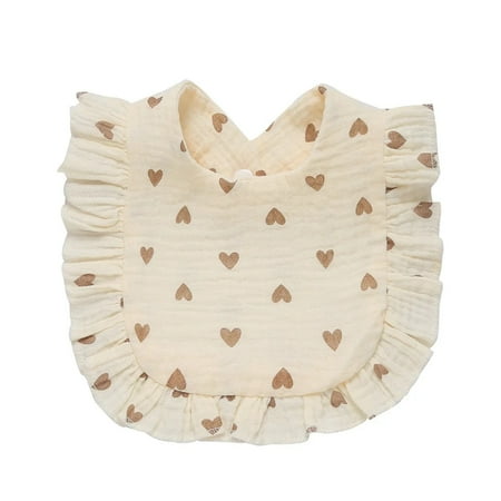 Korean Style Baby Feeding Drool Bib Ruffle Floral Infants Saliva Towel Soft Cotton Burp Cloth For Newborn Toddler Kids Bibs New Beige Love