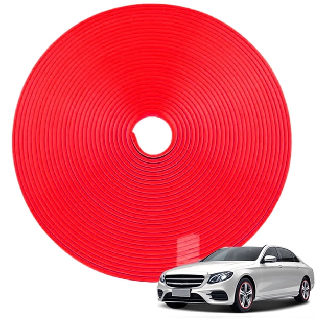 Decorativas para Cubo Coche Anticolisión Anillo Protección Neumáticos Antiarañazos para Cubo Pegatinas Línea Decorativa Suministros Modificación 8M (rojo