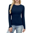 thumbnail image 4 of ZQGJB Fall Spring Long Sleeve Shirts for Women Ribbed Scoop Neck Tops 2025 Fall Basic Solid Color Athletic Workout Tees Fitted Thermal Undershirts Clothes Navy XL, 4 of 7