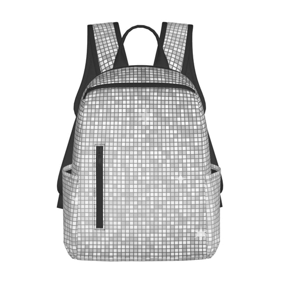 Hirioo Silver Mosaic for Lightweight Backpack, Durable and Comfortable, Ideal for Travel, School, Hiking, and Everyday Use