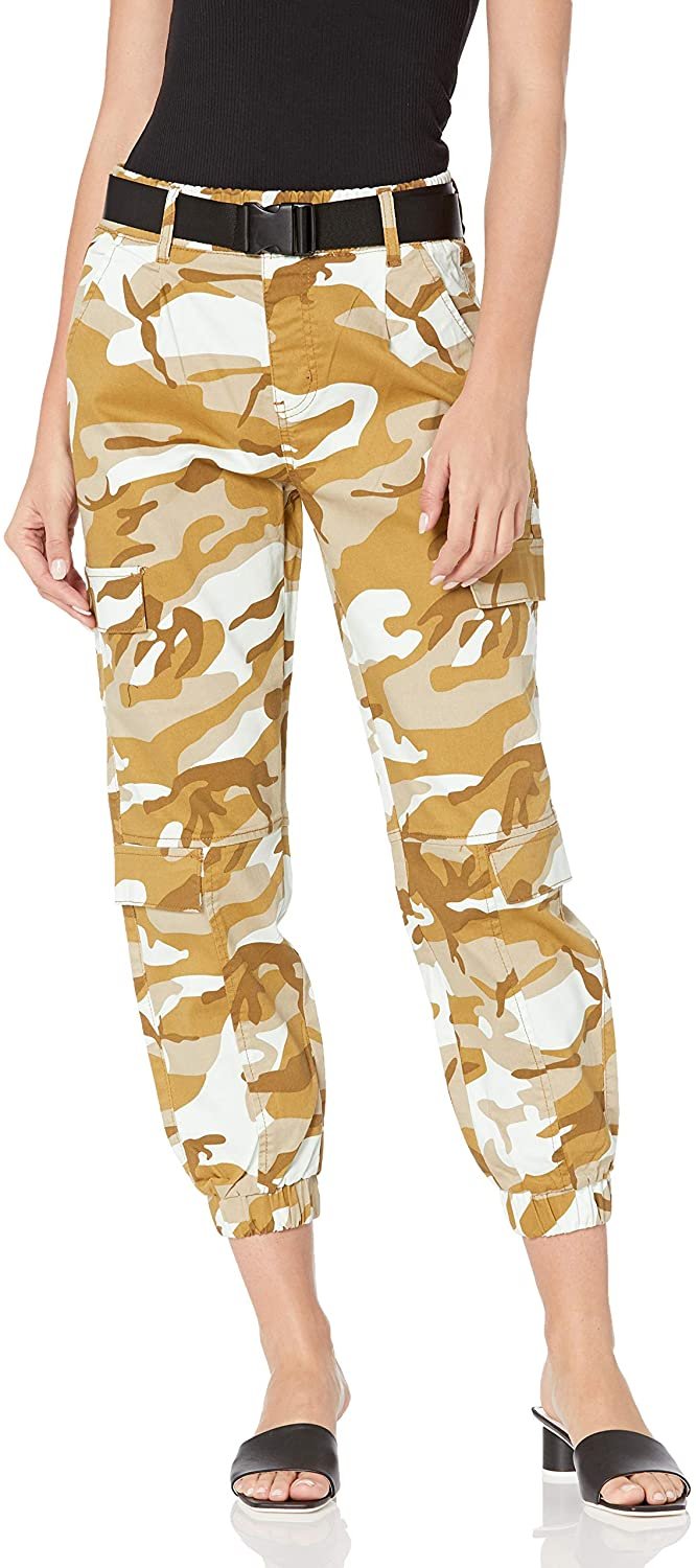 YDX Teen Girls's Twill Stretchy Jogger Pants, Sand Camo w/Belt, 1 - image 1 of 7