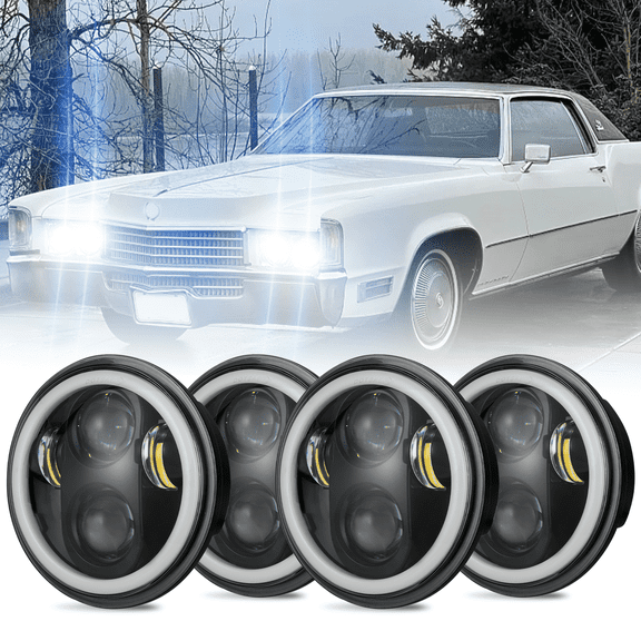 4pcs 5.75" 5-3/4 Inch Round Headlight High Low Beam Fit for Cadillac Eldorado 1958-1974