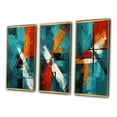 thumbnail image 3 of Designart "Logic of Love Abstract in Teal II" Abstract Painting Framed Wall Art Set Of 3 - Red Modern Frame Gallery Set For Office Decor, 3 of 6