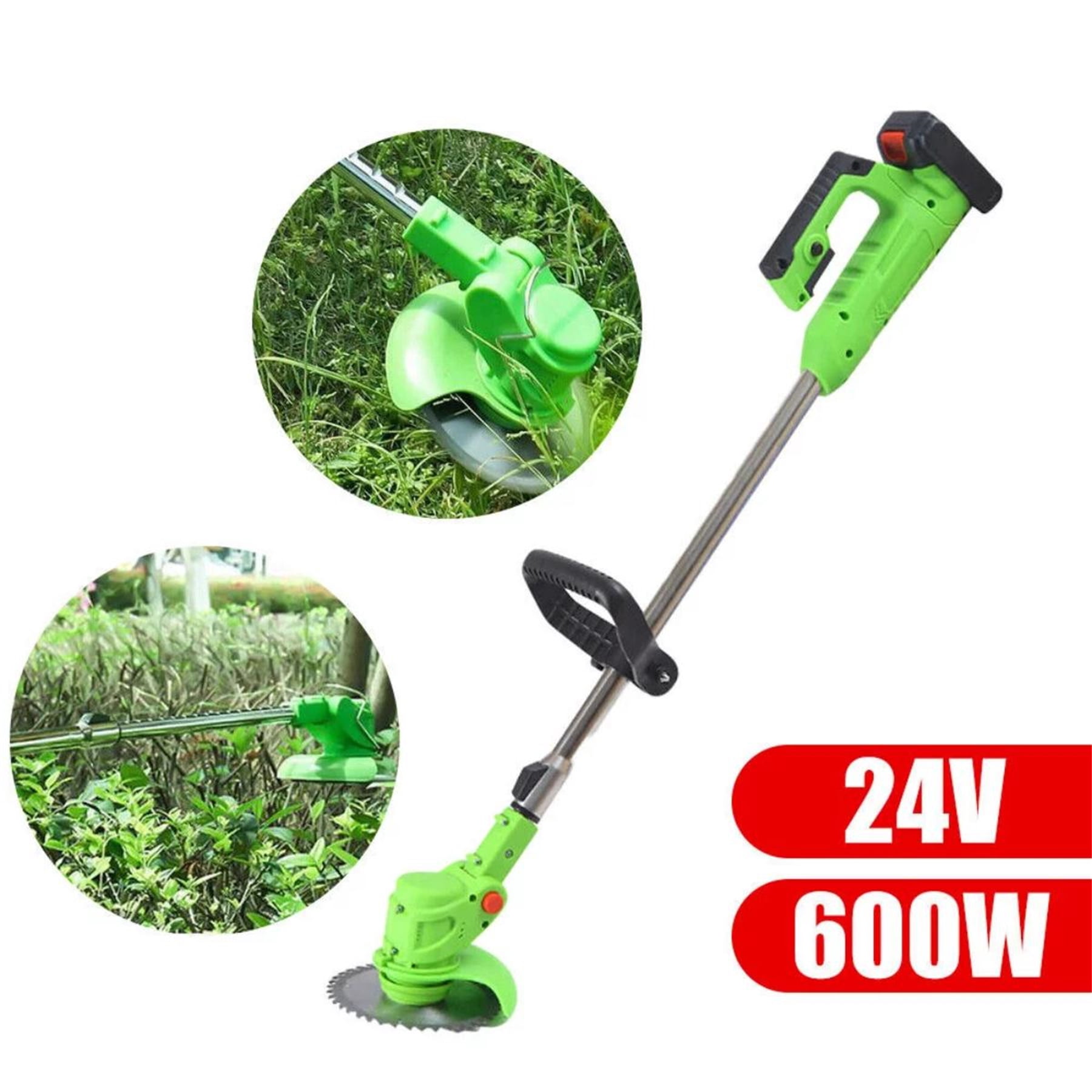 Bikkii 13” 600W 24V Battery Powered Push Lawn Mower, Telescopic Handle, 2 Lithium-Ion Batteries