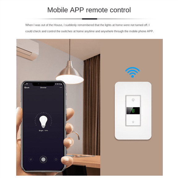 Interrupteur Intelligent Wi-Fi, Interrupteur à Bouton, Gradation à Bouton Graffiti, Contrôle par Application Smart Life,1 * Interrupteur Intelligent Wi-Fi