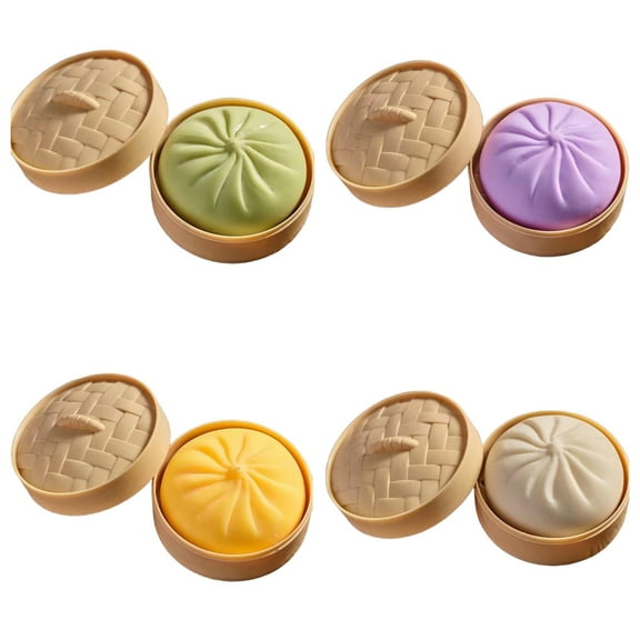 2026 Decompression Big Bun Toys,Daily Office & At Home Simulated Steamed Bun Toys,Dumpling Dough,Adults Squeeze Toys,Steamer Basket with Lid for Rice,Stress Relief Sensory Ball,White