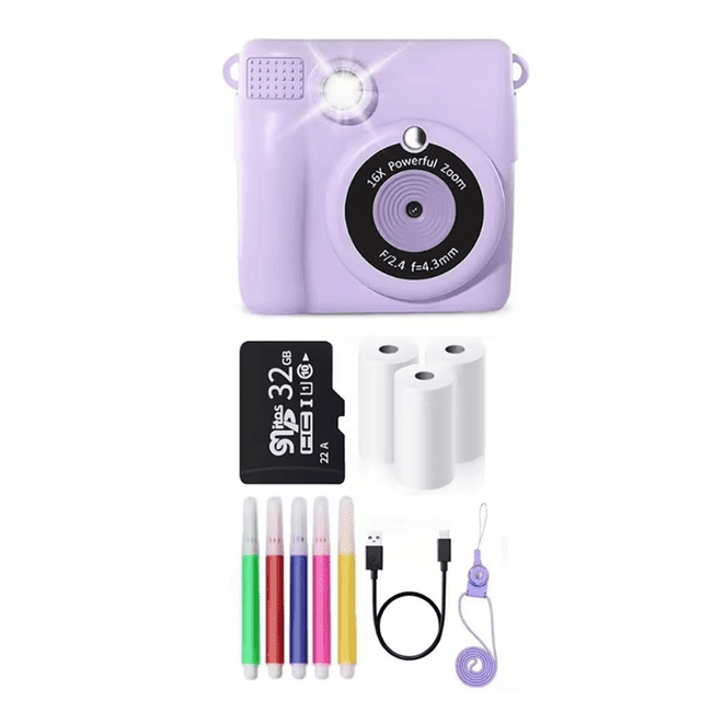Cámara de Impresión Instantánea para Niños, Juguete Inteligente de , Cámara Digital HD Mini SLR 1080P, Cámara de Impresión Térmica