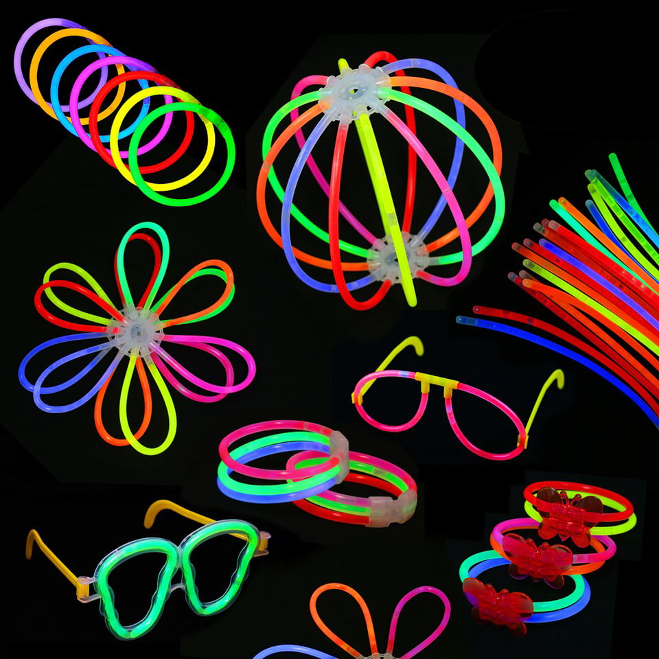 10mm 25x 4" Inch Regular Glowtopia For All Occasions Glow Sticks Lanyards 