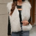 thumbnail image 6 of Cropped Faux Fur Vest Women Open Front Winter Cardigan Vests Soft Fall Waistcoat Jacket Outwear Beige, S, 6 of 6