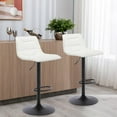 thumbnail image 3 of Bar Stools Set of 2, Adjustable Swivel PU Leather Barstools with Back Counter Height Barstools Airlift Curved Bar Chairs for Kitchen Dining Cafe, Pearl White Black Base, 3 of 10