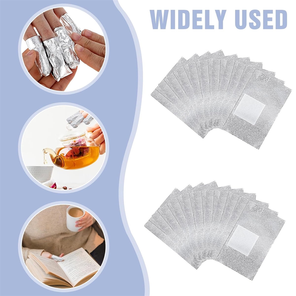 GIXUSIL Gel Nail Foil Wraps Aluminium, GIXUSIL Nail Polish Remover with Soak Off Foils Cotton Pads, Gel Nail Polish Wraps Removal Tool, Finger Nail Polish Remover (200Pieces, Silver)