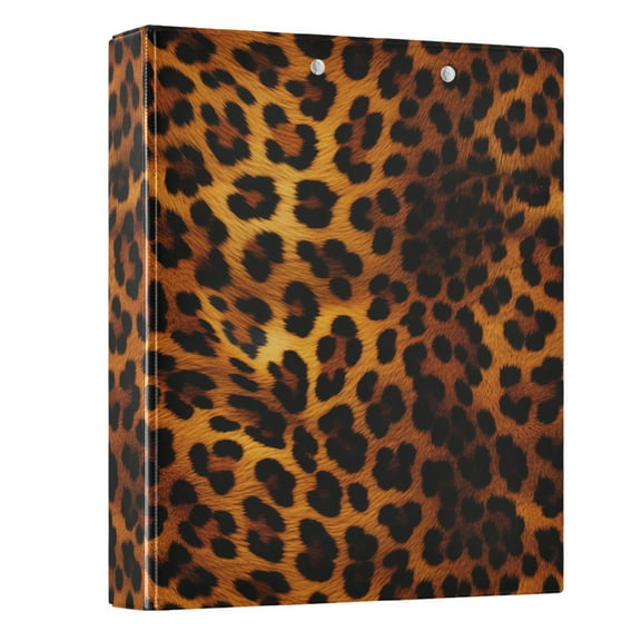 ALAZA Brown Leopard Cheetah Print 3 Ring Binder 1.5 Inch Three Ring Office Binders w/ clipboard & 3 pockets, Hold 200 Sheets, 1 pc