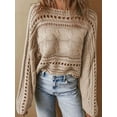 thumbnail image 2 of Fall Sweaters Round Neck Crochet Hollow Out Cute Winter Pullover Sweaters for Women Trendy 2025  L, 2 of 7