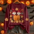 thumbnail image 4 of Sweatshirt for Women Pumpkin Maple Leaf Print Crewneck Long Sleeve Soft Halloween Fall Holiday Top, 4 of 4