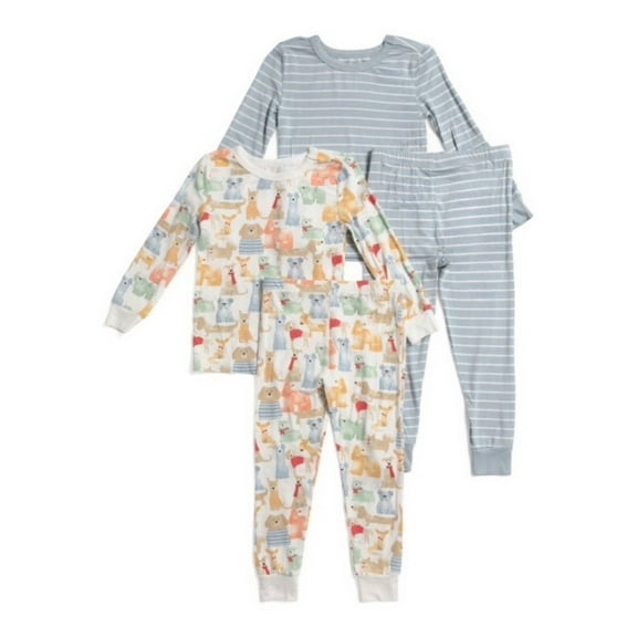 Toddler Boy's Dogs, Puppies Viscose Bamboo Soft 4-Piece Pajama Set, Size 4T
