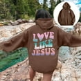 thumbnail image 4 of Christian Hoodies for Women 2025 Love Like Jesus Hoodie with Pockets Y2K Graphic Hooded Sweatshirt Pullover Tops, 4 of 8