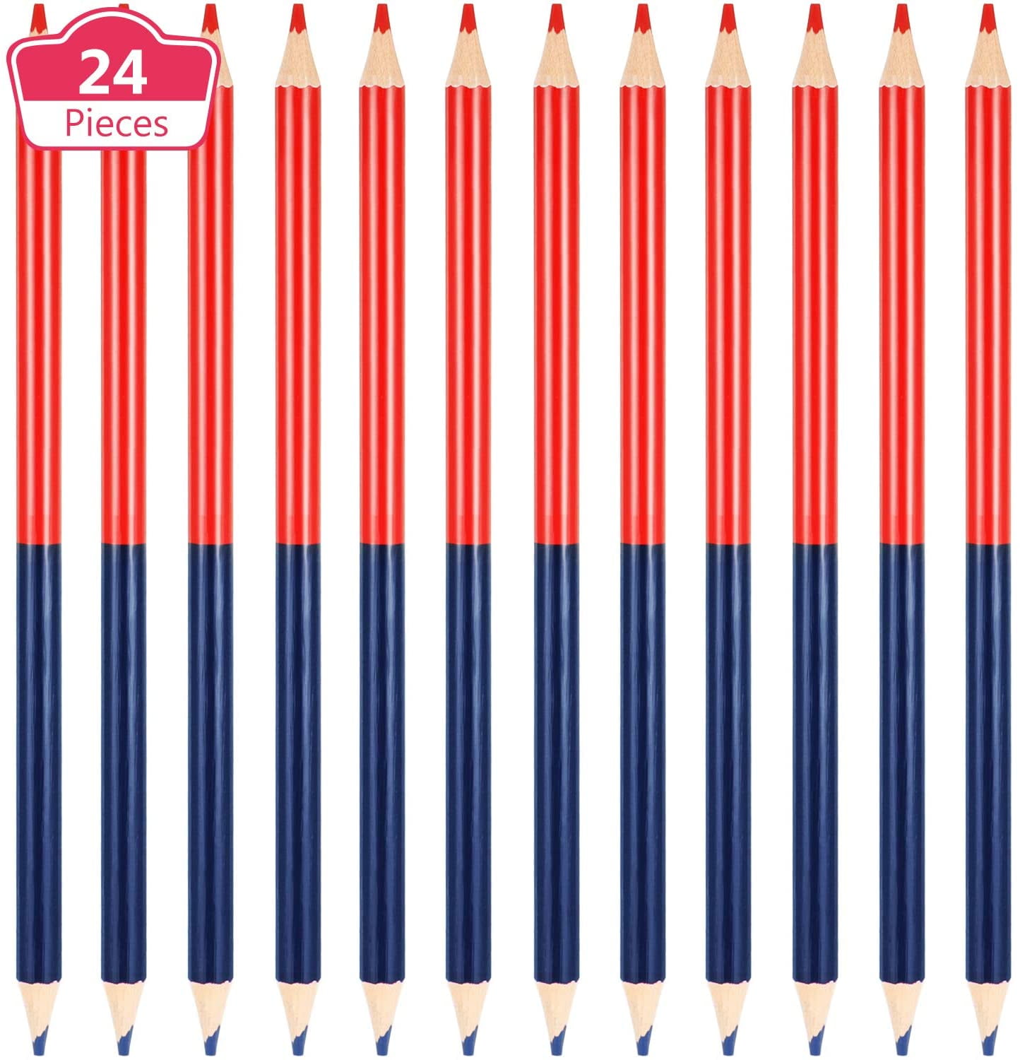 Double Ended Pencil 24 Pack Checking Pencils Red and Blue Erasable