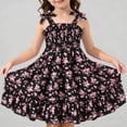 thumbnail image 2 of NAISIBABY Girls Floral Dresses, Bow Strap Cute Spring Summer Flare Flowy Casual Smock Sundress Pink Size 7-8, 2 of 8