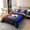 thumbnail image 3 of Erosebridal Soccer 100% Cotton Duvet Cover King Size,Sport Theme 100% Cotton Comforter Cover King,Black Reversible,3pcs(No Comforter), 3 of 6
