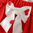 thumbnail image 5 of Pandaie Toddler Girls Heart Print Two Piece Outfit Ruffle Long Sleeve Top Tiered Skirt Bow Headband Birthday Party Holiday Photo Shoots Red,12-18 Months, 5 of 7