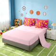 thumbnail image 4 of Manfei Cute Baseball King Bedding, Sport King Bed in a Bag, Hot Pink Yellow, Pink Reversible 7-Piece, 4 of 6