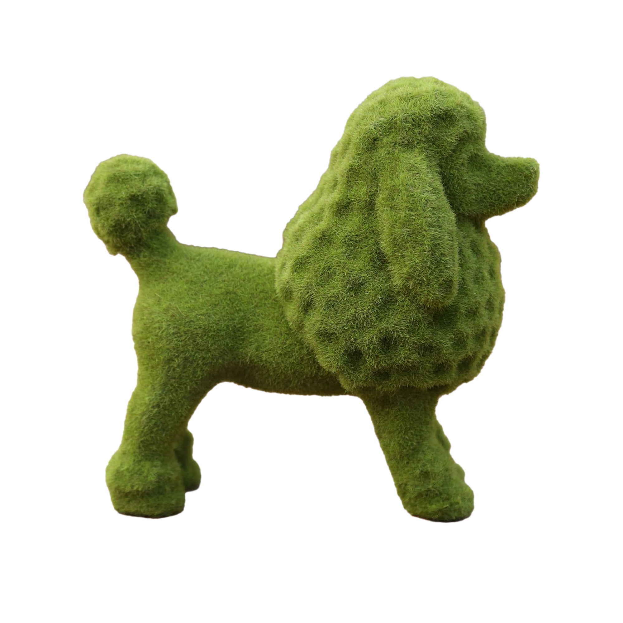 Poodle Shape Flocked Figurines Turf Grass Ornament Garden Statue
