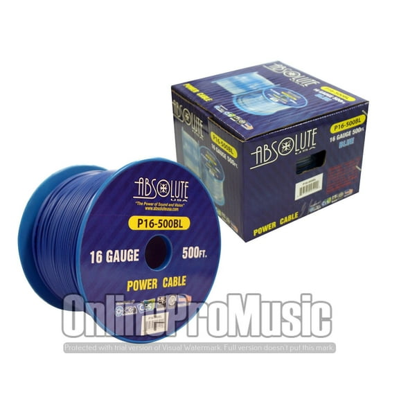 Absolute USA P16-500BL 16 Gauge 500-Feet Spool Primary Power Wire Cable (Blue)