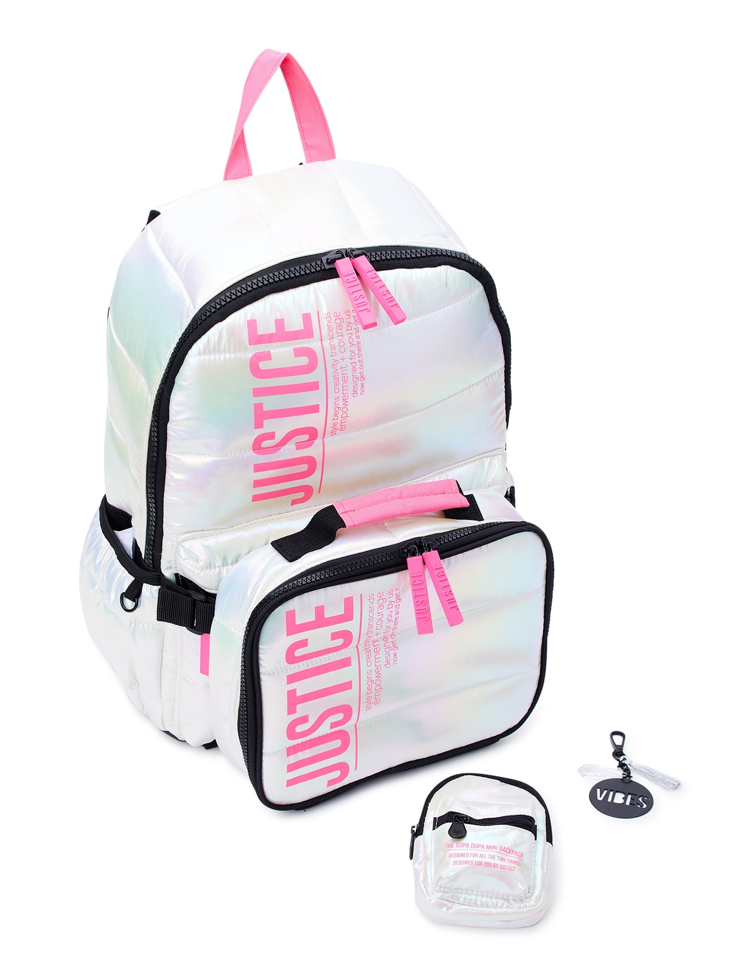 Justice Girls 17" Laptop Backpack 3Piece Backpack Set with Lunch Tote