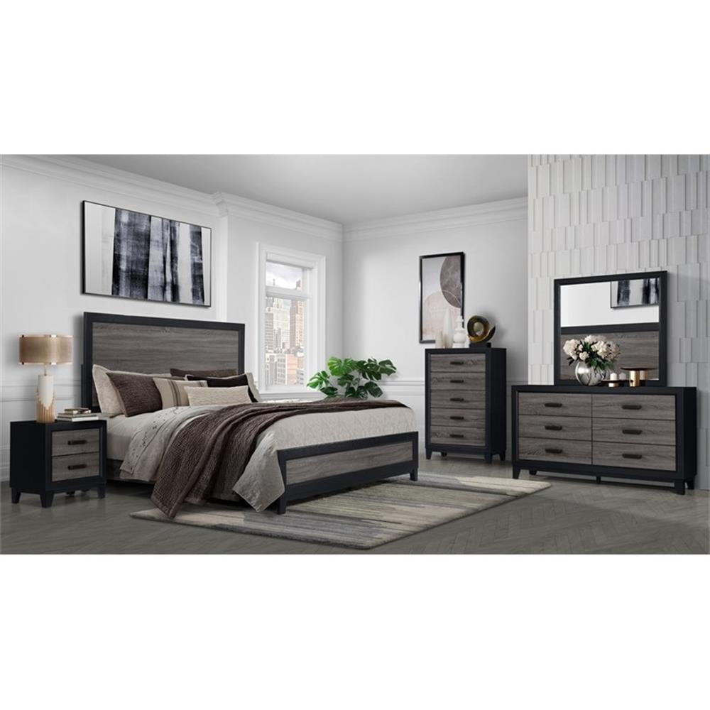 Global Furniture USA Lisbon Grey/Black Nightstand, 1 Pack