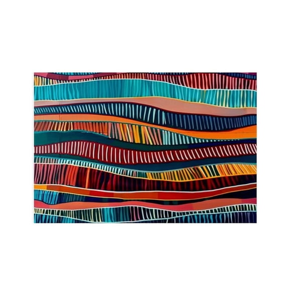 RKSupls Colorful Wave Stripe Pattern Linen Placemats 30x45cm Straight Edge Stain Resistant Washable Non-Slip Table Mats Table for Kitchen Dining Room Home