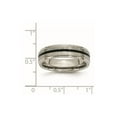 thumbnail image 2 of Titanium Polished and satin Black Accent 6mm Satin Polished Band Ring Size 7.5 Ring for Women and Men, 2 of 2