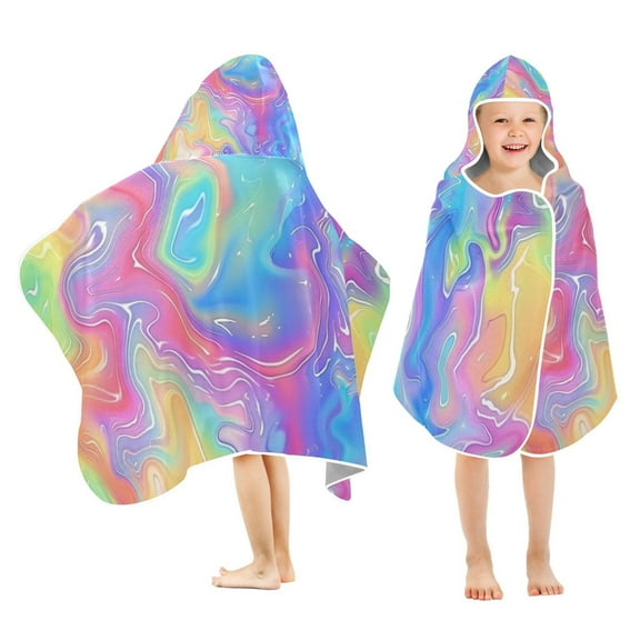 Swirl Texture Kids Hooded Beach Towel Baby Bath Poncho Towels with Hood Absorbent 50"x23.5" for Pool Swimming