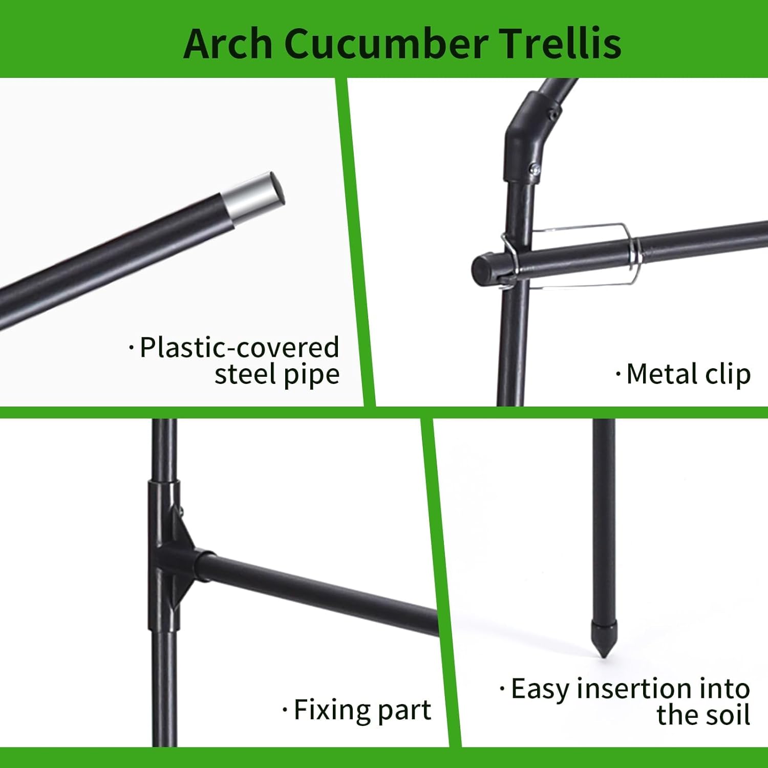 Cucumber Trellis, 6.7ft Tall Garden Arch for Climbing Plants Outdoor  Support Vine Vegetable Tomato Bean Pea Grape Squash Pumpkin Raised Bed Lightweight Black