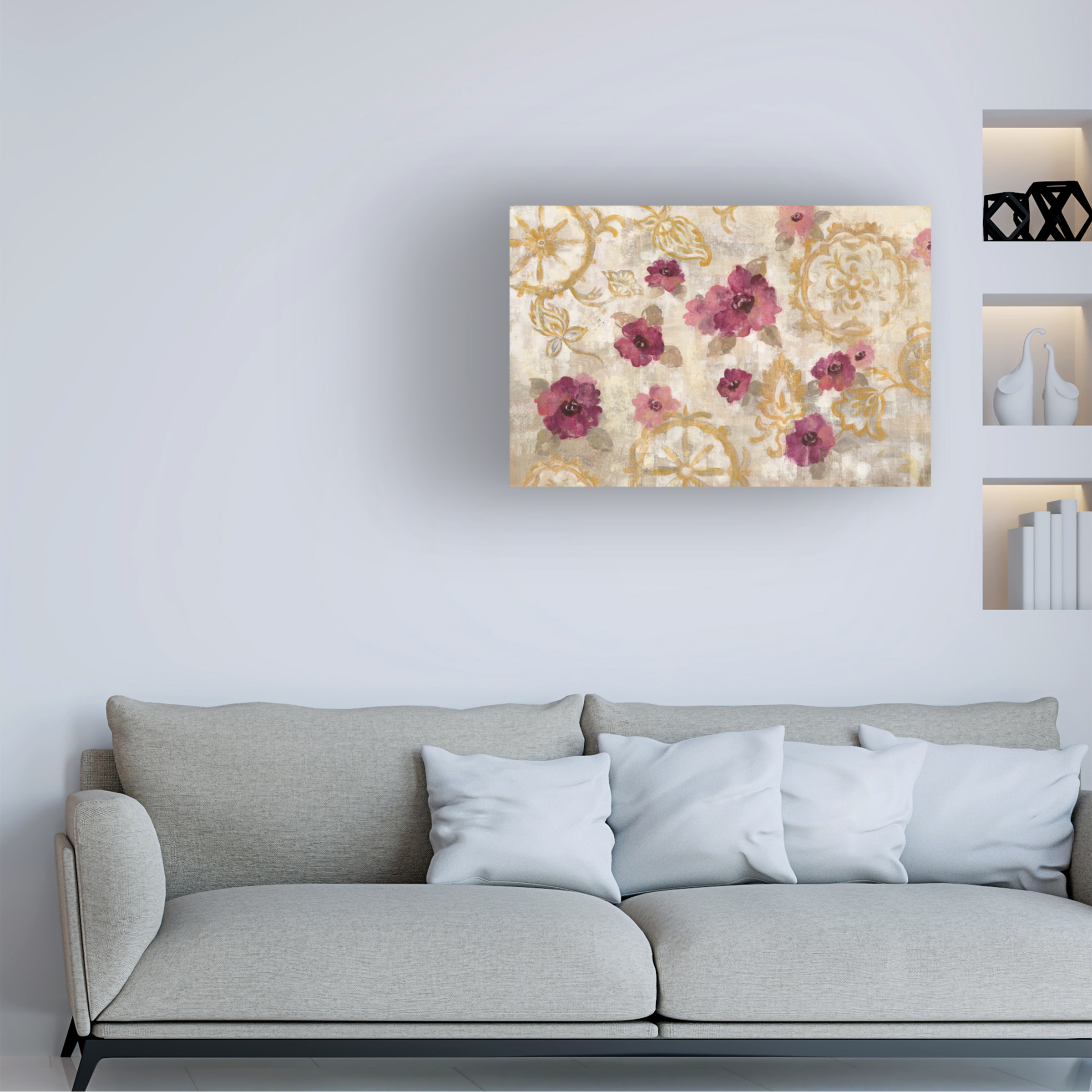 Trademark Fine Art 'Elegant Fresco Gold Floral' Canvas Art by Silvia Vassileva