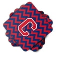 thumbnail image 2 of Carolines Treasures CJ1054-FC-Parent Set of 4 Letter Chevron Yale Blue and Crimson Foam Coasters Set of 4 CJ1054, 2 of 3